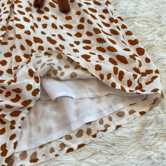 KOri America Romper Small Animal Print Drawstring Waist Pocket Boho Ruffle 15348 - Picture 6 of 13